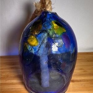 🔵 Handcrafted Glass Float Candle Holder / Coastal Decor with Rope